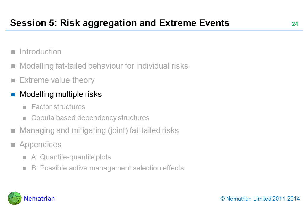 Bullet points include: Modelling multiple risks
