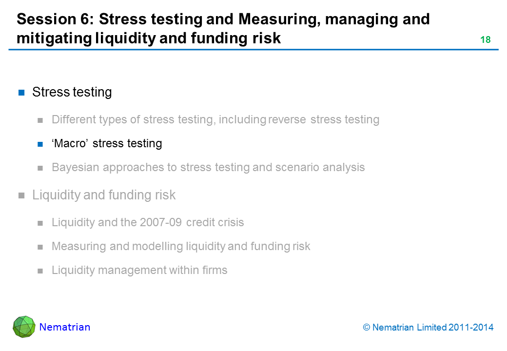 Bullet points include: Stress testing ‘Macro’ stress testing