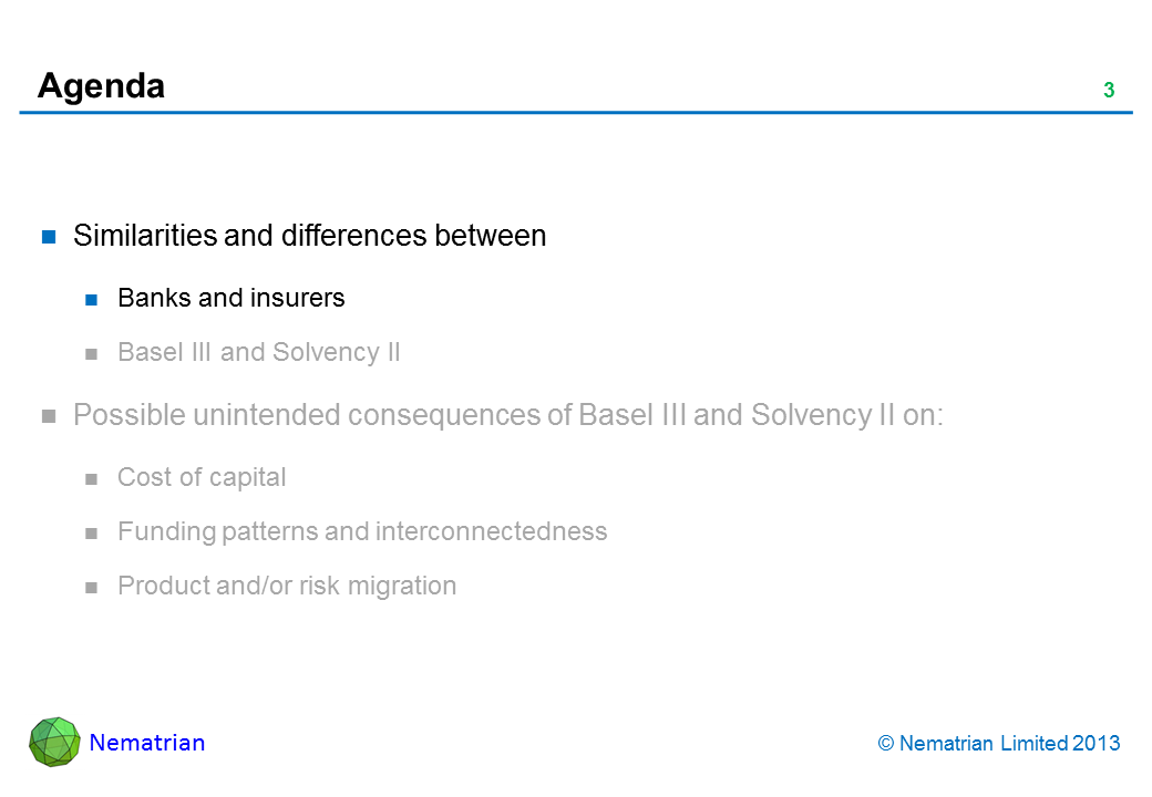 Bullet points include: Similarities and differences between Banks and insurers