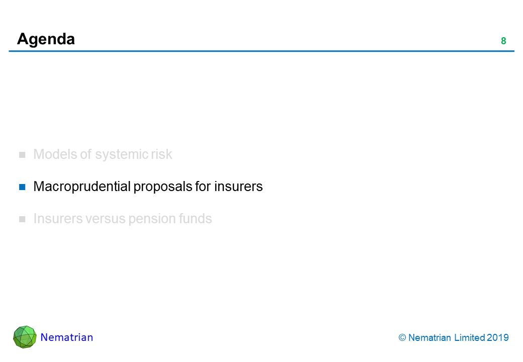 Bullet points include: Macroprudential proposals for insurers