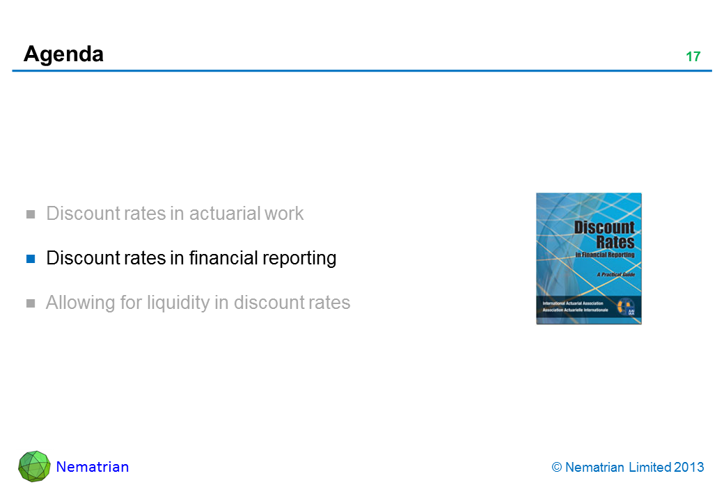 Bullet points include: Discount rates in financial reporting