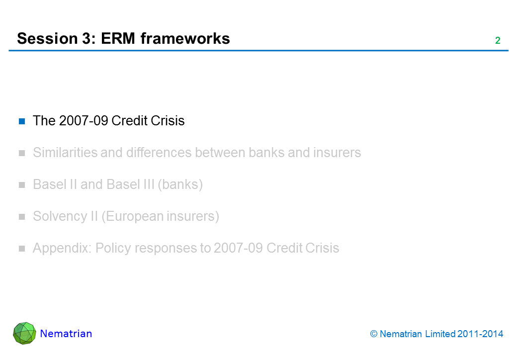 Bullet points include: The 2007-09 Credit Crisis