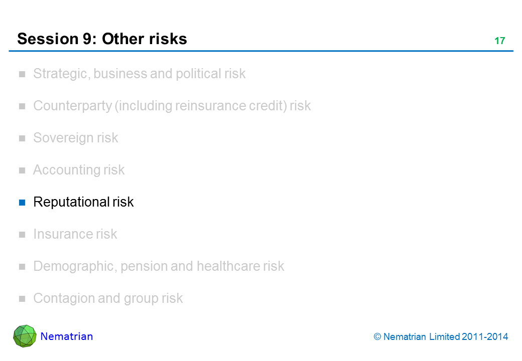 Bullet points include: Reputational risk