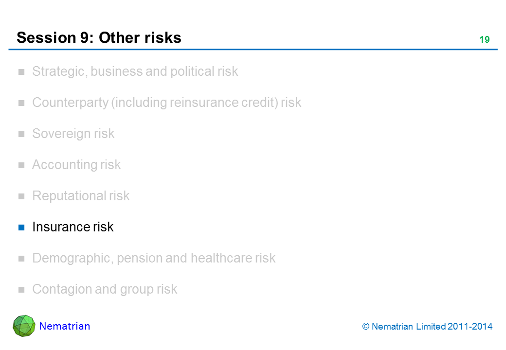 Bullet points include: Insurance risk