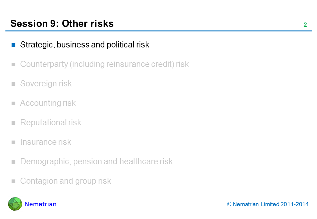 Bullet points include: Strategic, business and political risk