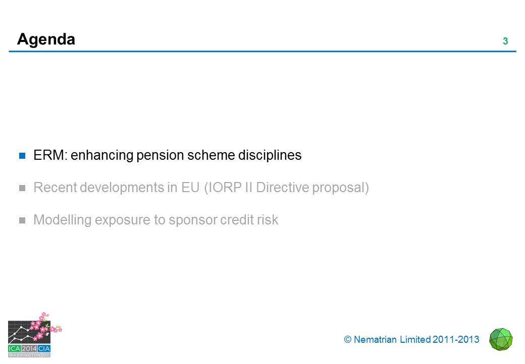 Bullet points include: ERM: enhancing pension scheme disciplines