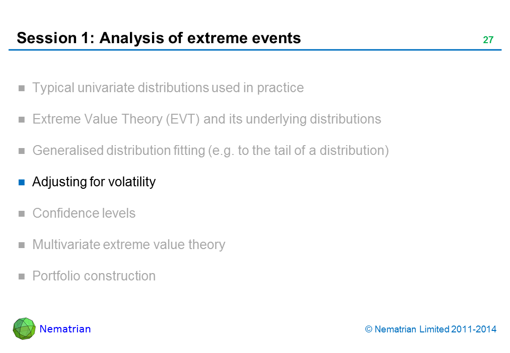 Bullet points include: Adjusting for volatility