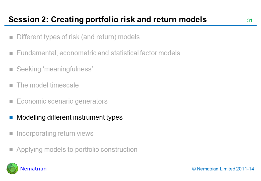 Bullet points include: Modelling different instrument types