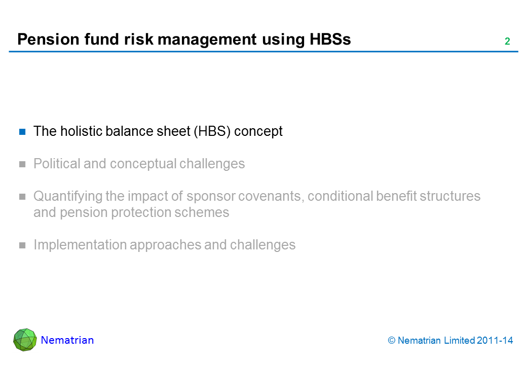 Bullet points include: The holistic balance sheet (HBS) concept