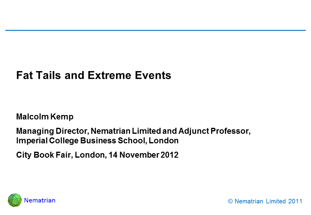 Bullet points include: Asset Allocation Workshop. Malcolm Kemp. Managing Director, Nematrian Limited and Adjunct Professor, Imperial College Business School, London. Global Markets Training, 29 – 30 November 2012