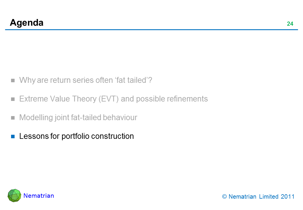 Bullet points include: Lessons for portfolio construction