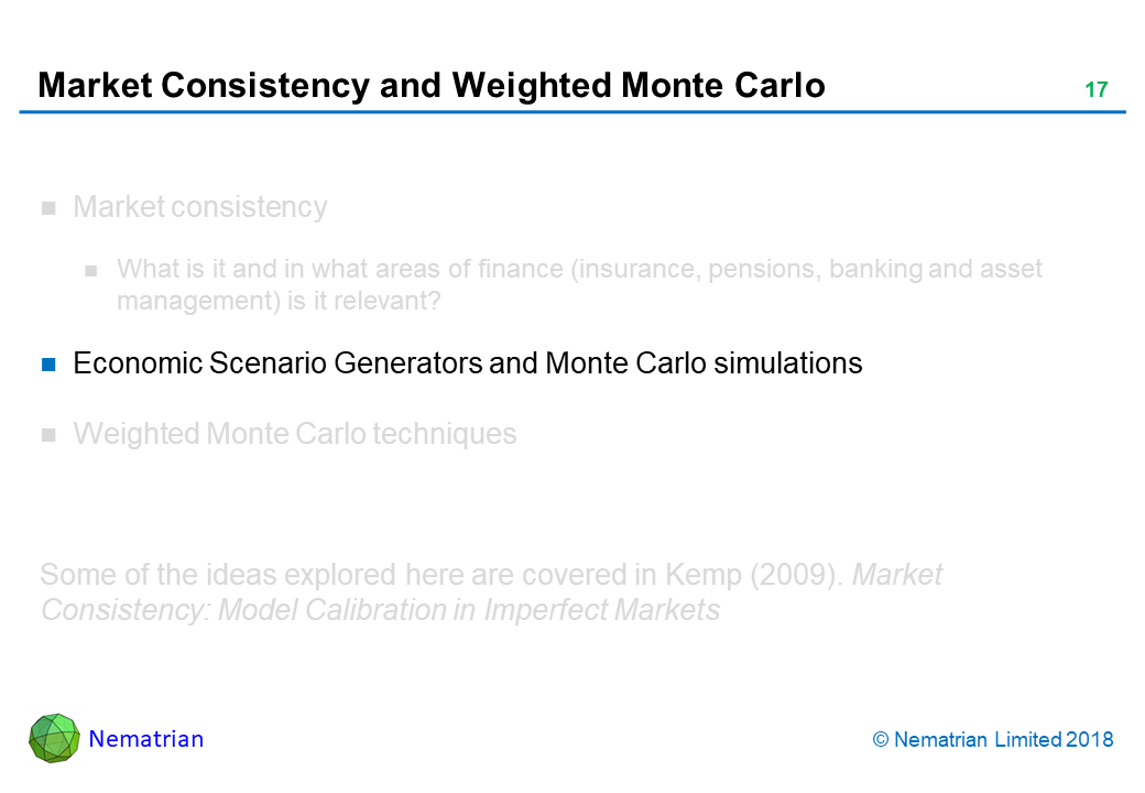 Bullet points include: Economic Scenario Generators and Monte Carlo simulations