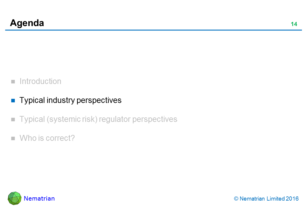 Bullet points include: Typical industry perspectives