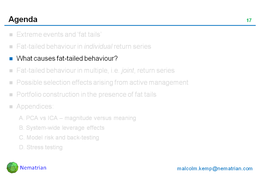 Bullet points include: What causes fat-tailed behaviour?